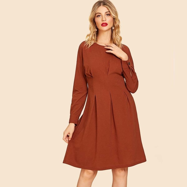 

80s Box Pleated Dress