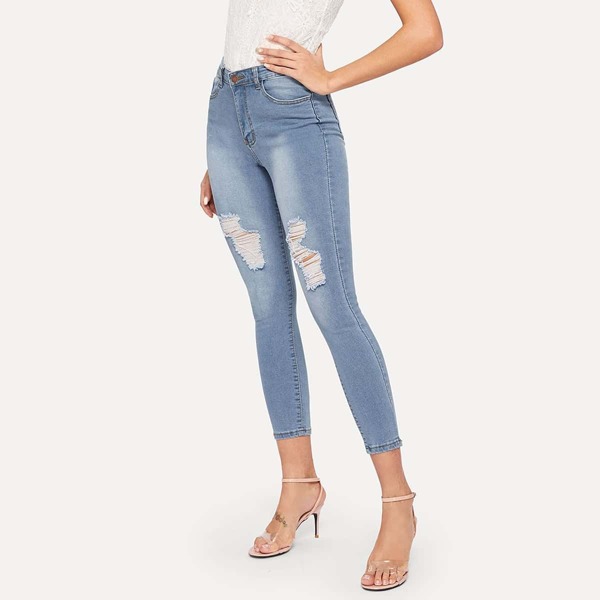 

Ripped Button Fly Skinny Jeans