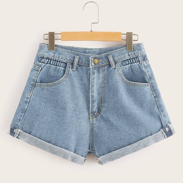 

Light Wash Rolled Hem Denim Shorts