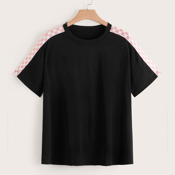 

Plus Contrast Checkerboard Tee, Black