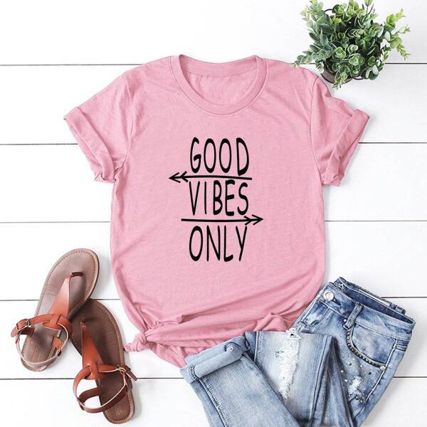 

Letter Print Tee, Pink