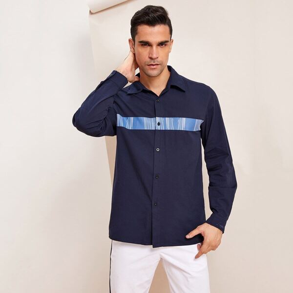 

Men Color Block Shirt, Navy