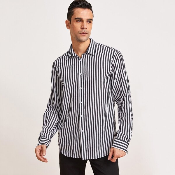 

Men Vertical Striped Print Shirt