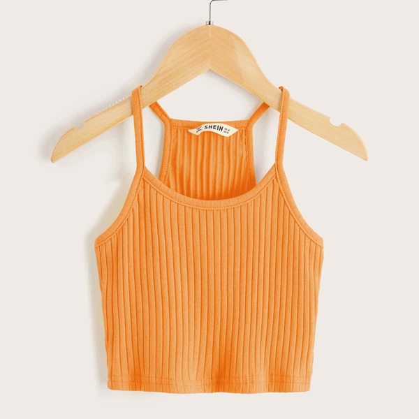 

Girls Solid Rib-knit Racerback Cami Top