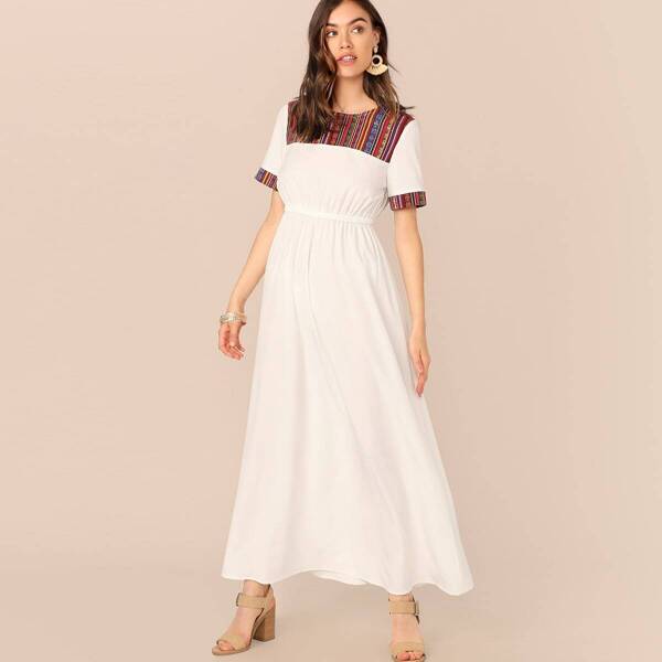 

Tribal Insert Print High Elastic Waist Dress