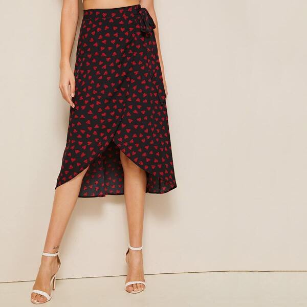 

Confetti Heart Print Wrap Skirt