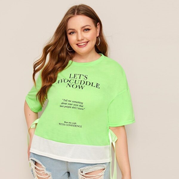 

Plus Letter Print Contrast Neon Lime Tee