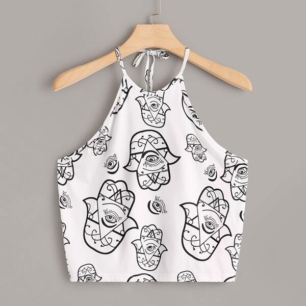 

Plus Cartoon Print Halter Top