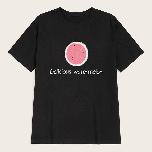 

Men Watermelon & Letter Print Tee