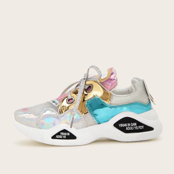 

Color Block Iridescent Chunky Sole Trainers