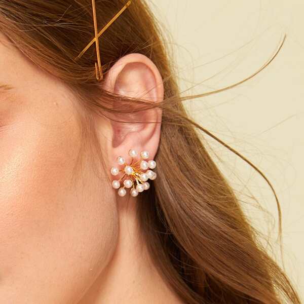 

Серьги-гвоздики из искусственного жемчуга 1 пара, Белые