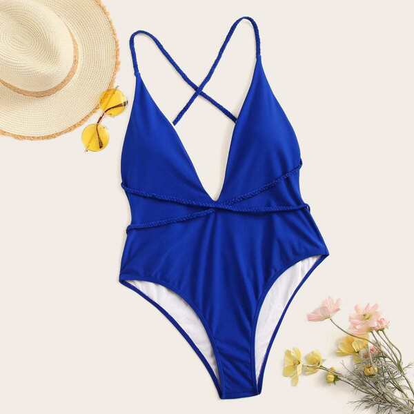 

Plus Criss Cross Backless One Piece Swimwear