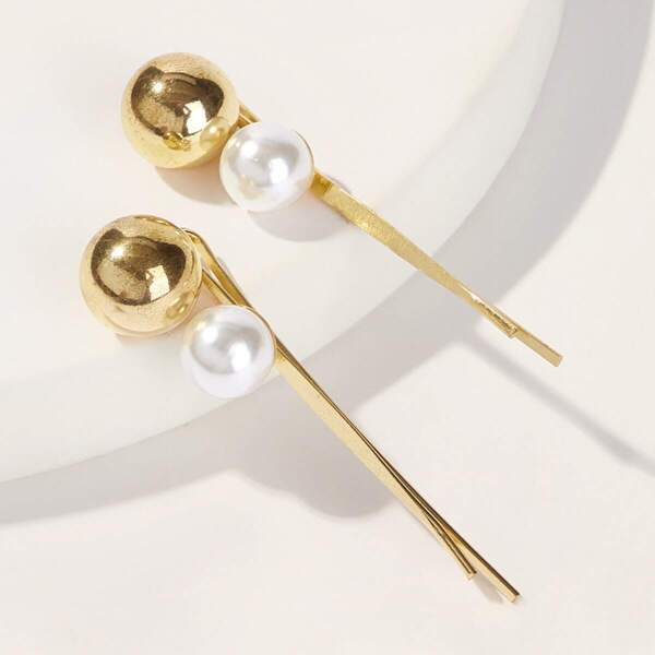 

Faux Pearl Decor Hairpin 2pcs