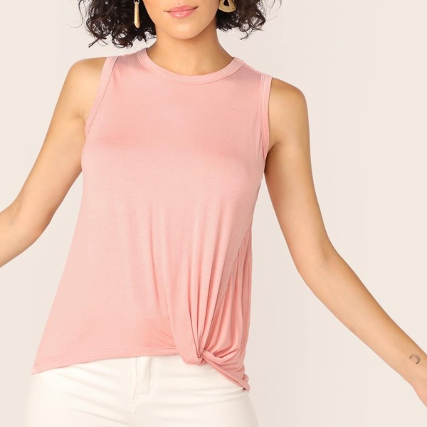 

Twist Hem Muscle Top, Pink