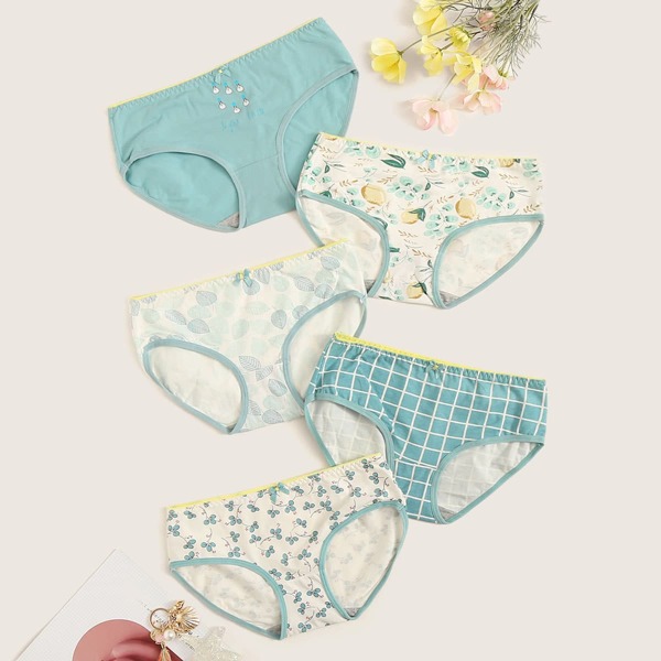 

Mixed Print Panty Set 5pack, Multicolor
