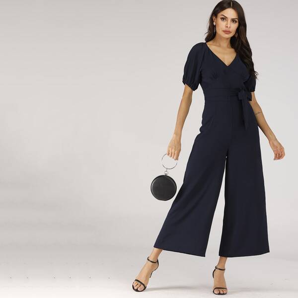 

Bishop Sleeve Belted Wide Leg Jumpsuit