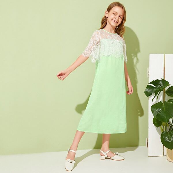 

Girls Lace Yoke Trim Tunic Nightdress