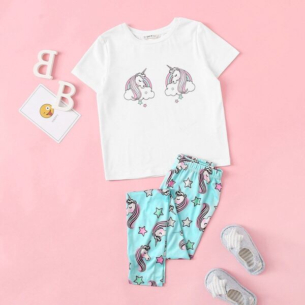 

Girls Animal Print Tee & Star Pants PJ Set, Multicolor