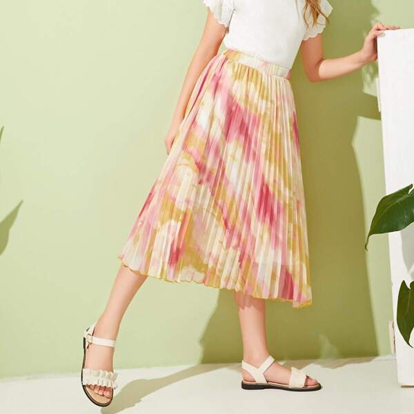 

Girls Tie Dye Pleated Skirt, Multicolor