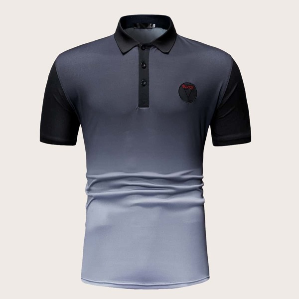 

Men Gradient Patched Polo Shirt