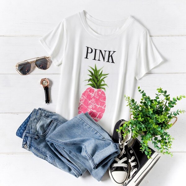 

Plus Pineapple & Letter Print Tee