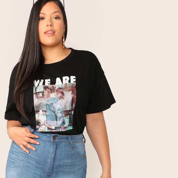 

Plus Letter and Figure Print Top