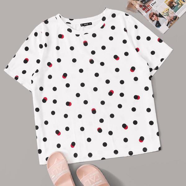 

Plus Colorblock Polka Dot Top
