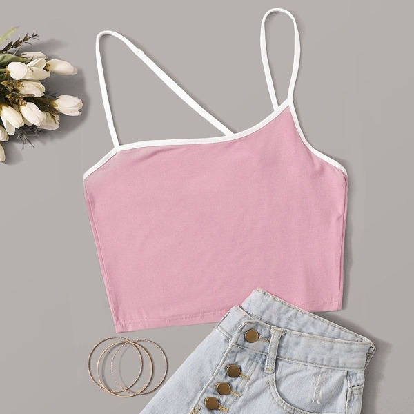 

Asymmetrical Strappy Shoulder Ringer Cami Top