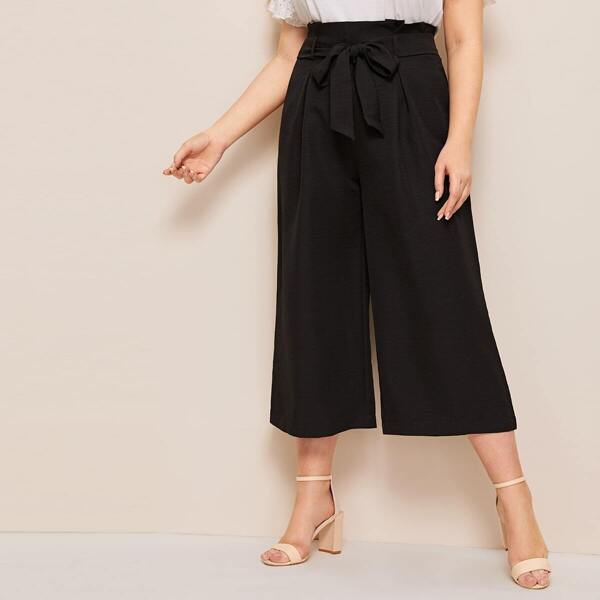 

Plus Zip Back Belted Culotte Pants