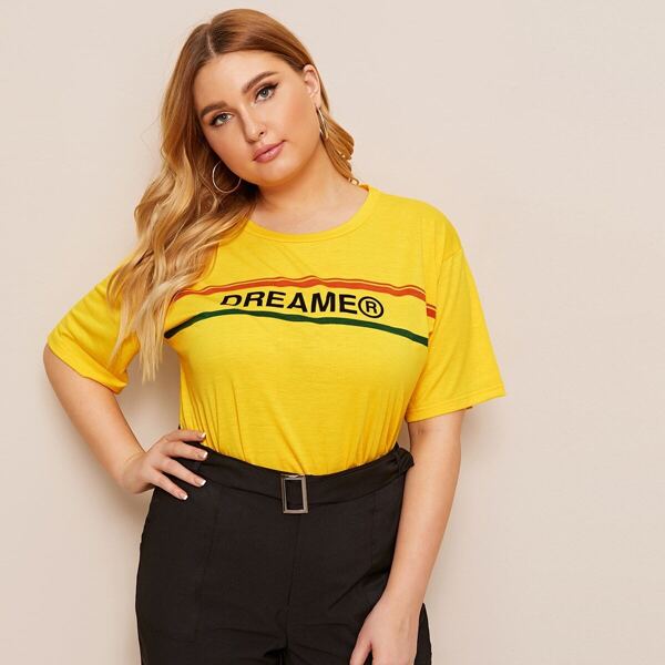 

Plus Letter & Striped Print Tee