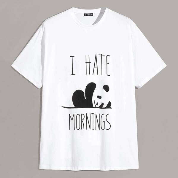 

Men Slogan Print & Panda Print Tee