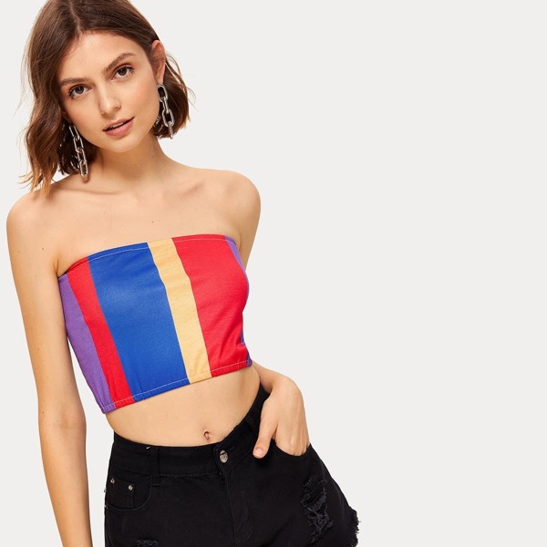 

Colorful Striped Crop Bandeau