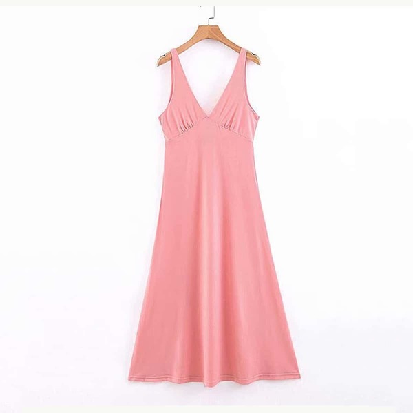 

Solid V-Neck Swing Dress