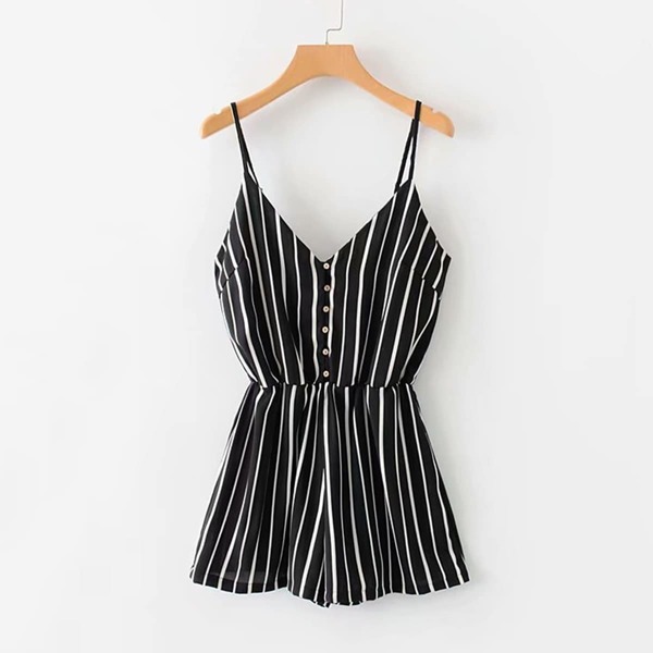 

Button Front Striped Cami Playsuit