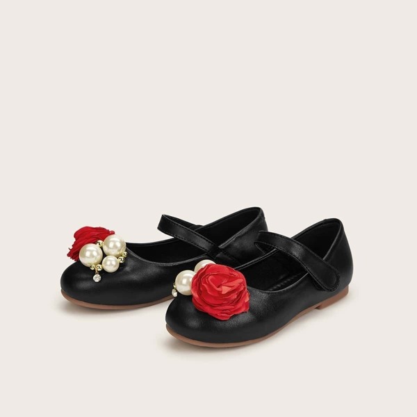 

Toddler Girls Floral Decor Mary Jane Shoes, Black