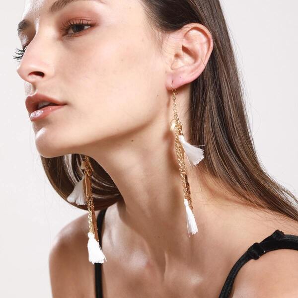 

Feather & Leaf Embellished Drop Earrings