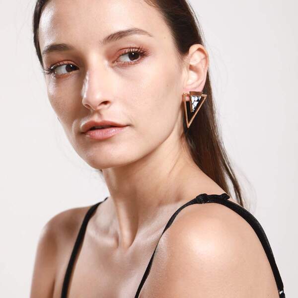 

Open Triangle Stud Earrings 1pair, Multicolor