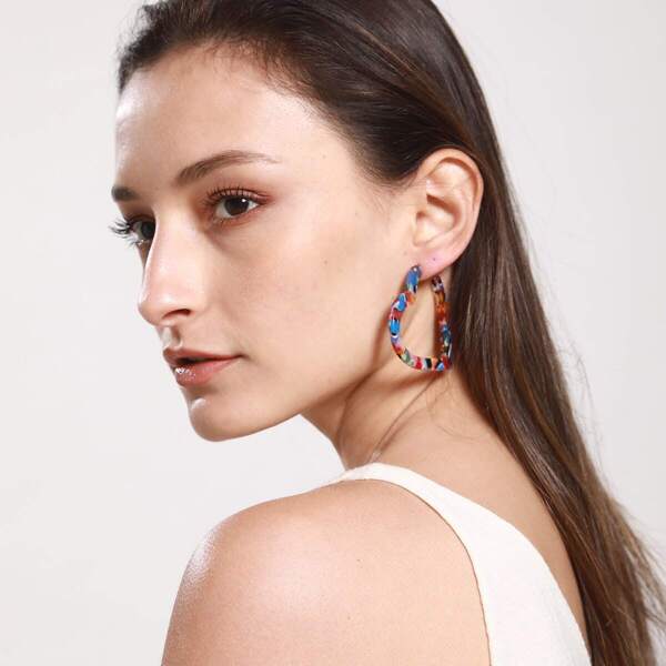 

Marble Pattern Open Heart Earrings 3pairs