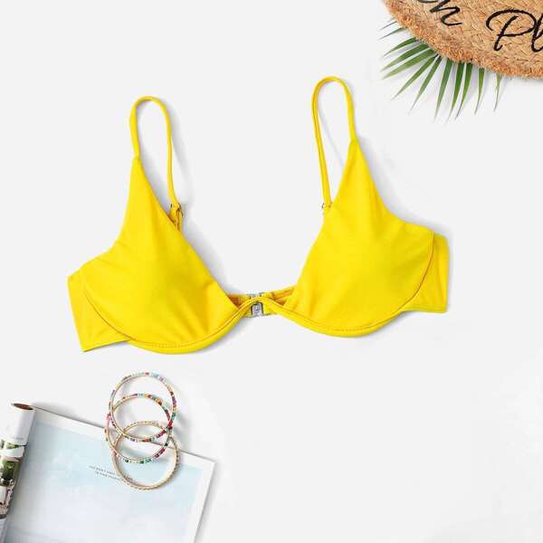 

Underwired Spaghetti Strap Bikini Top, Yellow bright