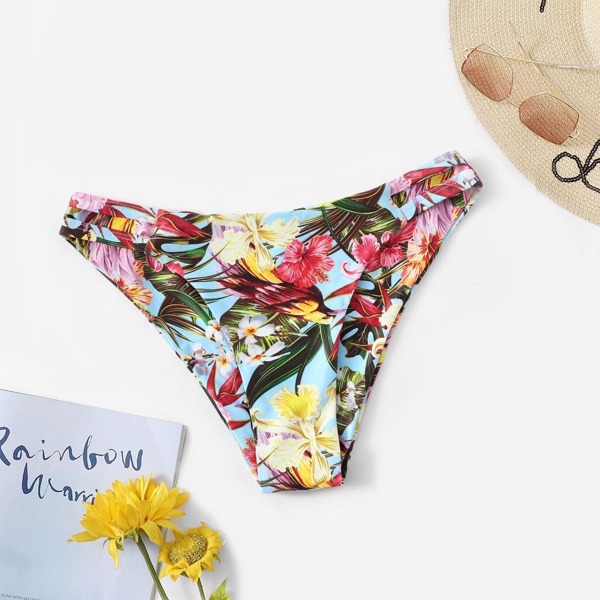 

Cut-out Tropical Print Swimming Panty