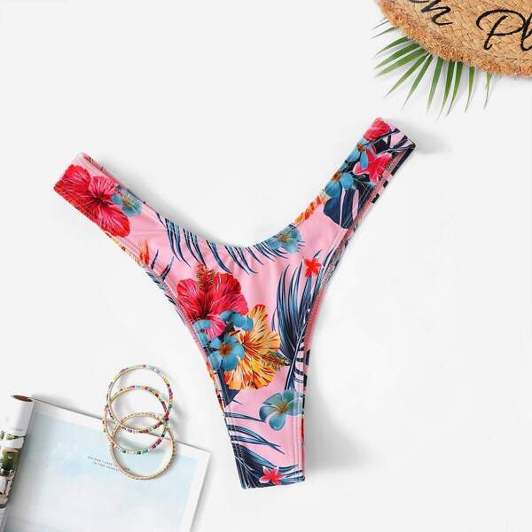 

Flower Print High Leg Swimming Panty, Multicolor