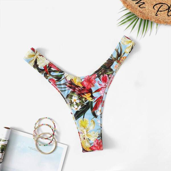 

Tropical Print High Leg Swimming Panty, Multicolor