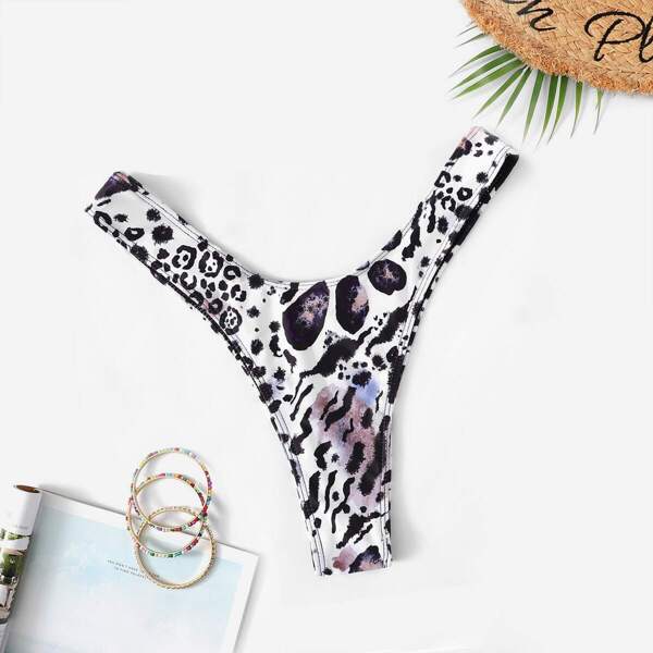 

Leopard Print High Leg Swimming Panty, Multicolor