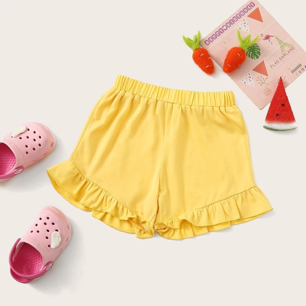 

Toddler Girls Elastic Waist Ruffle Hem Shorts