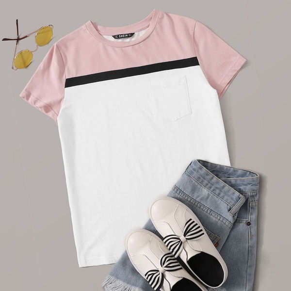 

Colorblock Pocket Patched Tee