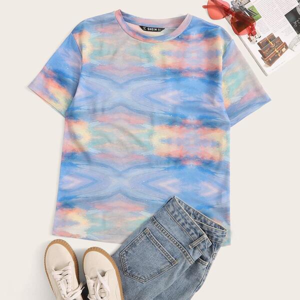 

Short Sleeve Tie Dye Top