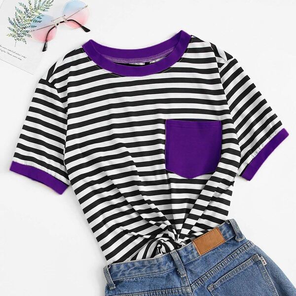 

Pocket Patched Striped Ringer Tee, Multicolor
