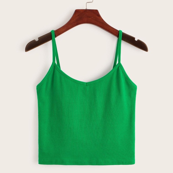 

Solid Rib-knit Crop Cami Top