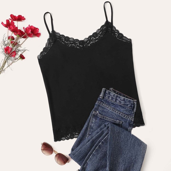 

Plus Lace Trim Cami Top