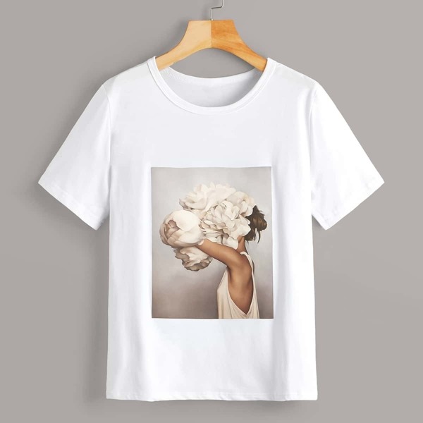 

Figure & Floral Print Tee